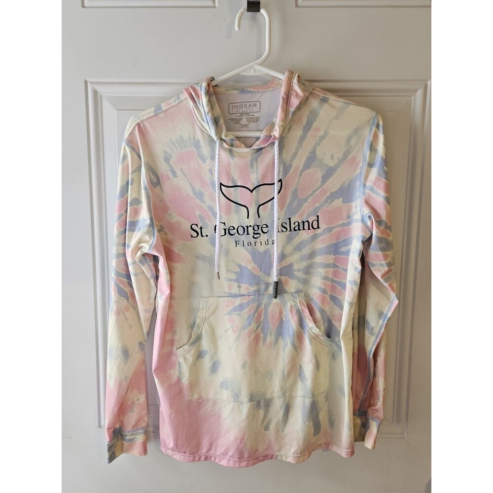 INGEAR St. George Island Tie Dye Pullover‎ Hoodie XL Pink Yellow Blue Hooded